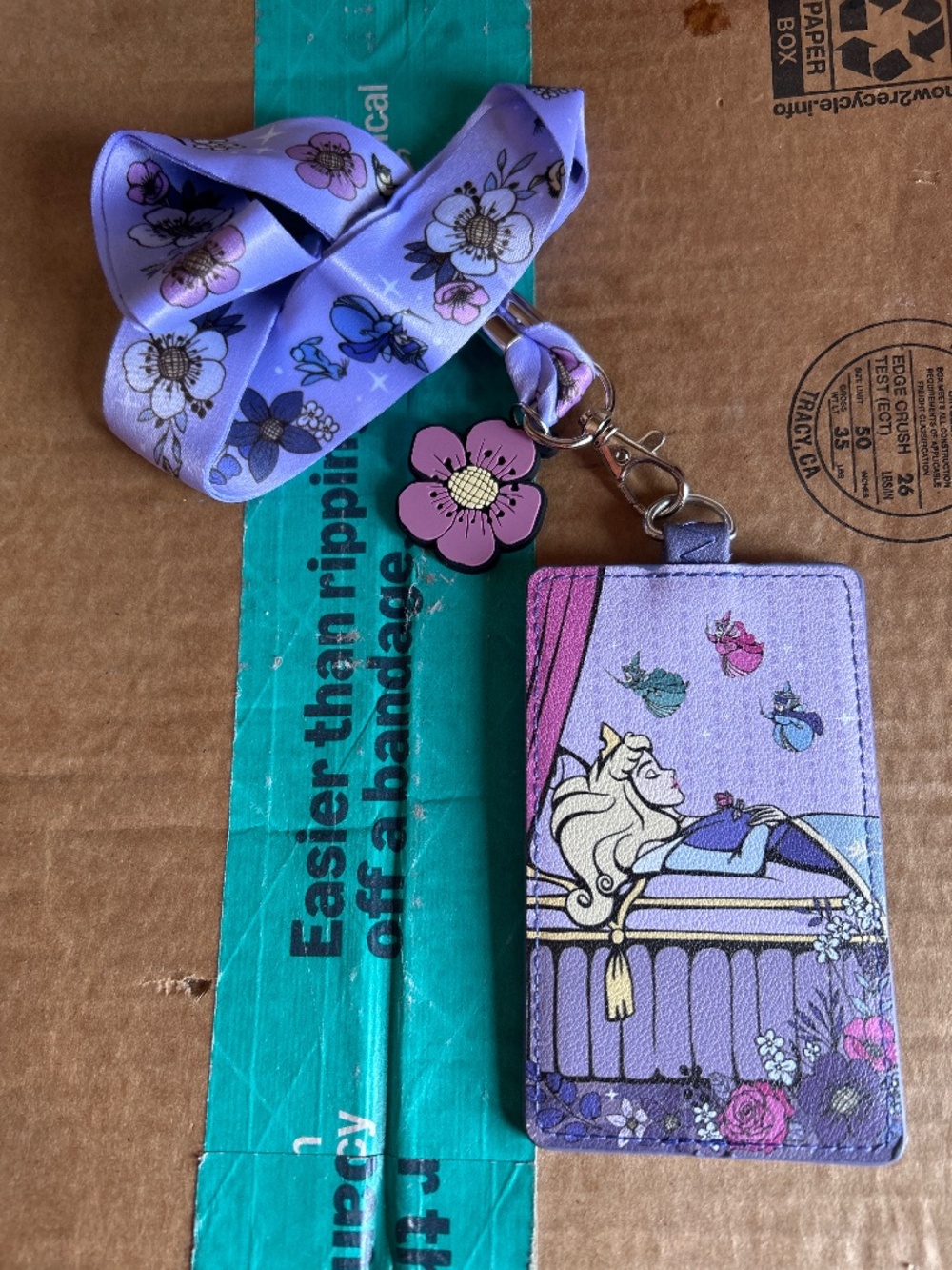 Loungefly Sleeping Beauty 65th Anniversary Floral Scene Lanyard Disney